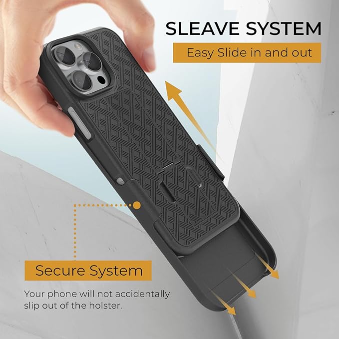 MOTIVE for iPhone 16 Pro Max Holster Case, Belt Clip Case for iPhone 16 Pro Max, Shell Holster Combo 16 Pro Max, Slim Rugged Drop Shockproof Protective Cover with Kickstand (6.9") | Ranger Series