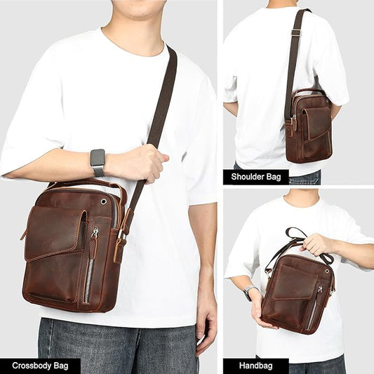 NIUCUNZH Genuine leather man purse mens crossbody sling bag small messenger shoulder Satchel