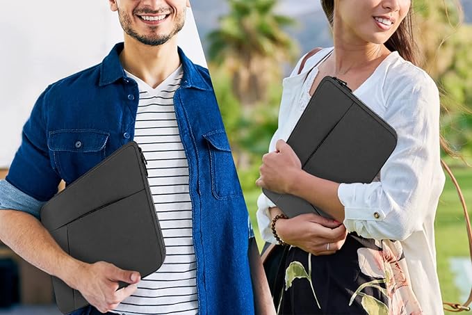 Laptop Sleeve Bag 15.6 inch, BOOEUDI Shockproof Protective Computer Carrying Cover with Front Pocket, Briefcase Handbags Laptop Case for 15.6 inch HP, Dell, Acer, Asus, Notebook, Grey