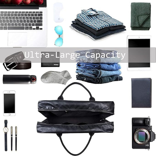 seyfocnia Oversized Duffle Travel Bag Waterproof Leather Weekend Bag Large Carry On Large Carry On Hangbag for Mens or Women