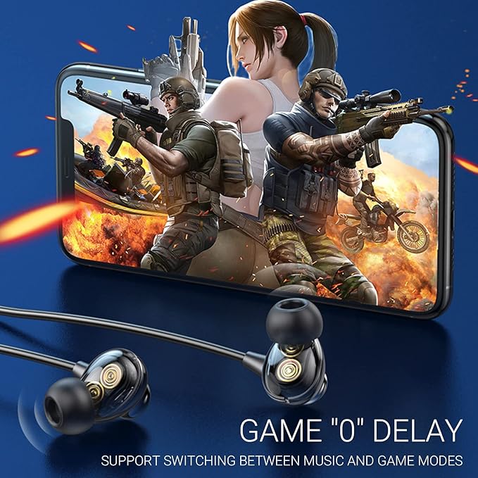 Bluetooth Headphones Neckband 100 Hours Extra Long Playback with Microphone Headset, 4 Speakers Heavy Bass Noise Reduction in Ear Wireless Earbuds Waterproof Running Workout (Black)