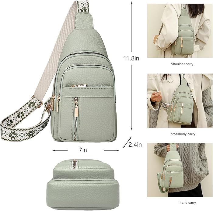 Leather Sling Bag for Women,Travel Small Sling Bag Crossbody Bags for Women-Vegan Leather Fanny Pack Crossbody Bags