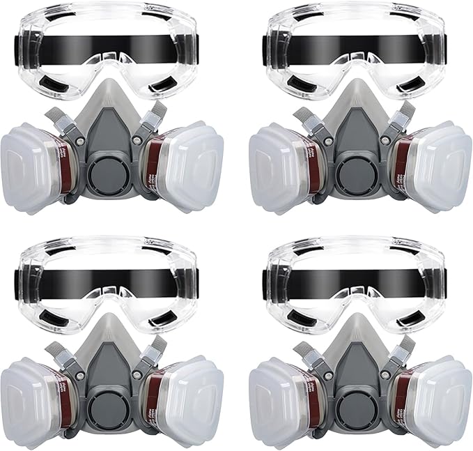 6200 Respirator Mask with Filters, Reusable Anti-fog Glass Gas Mask with Activated Carbon Filters