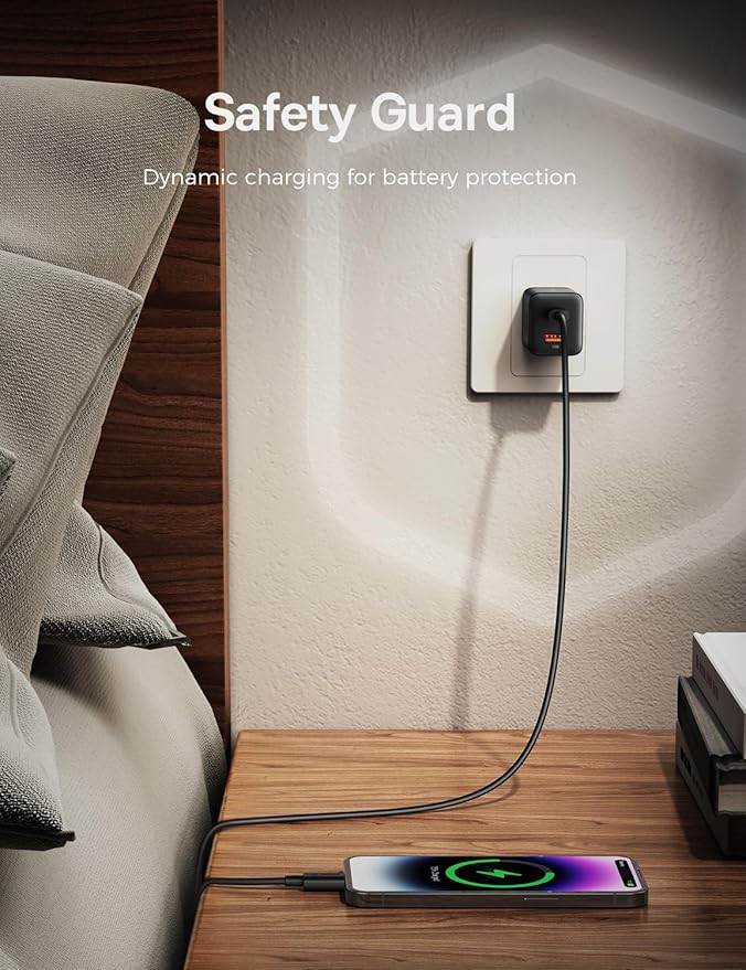 Baseus 30W Dual Port USB C PD Charger Block, Foldable PPS GaN Fast Charger Power Adapter for iPhone 17/16/15 Pro Max/14 Pro/13, Galaxy S24 Ultra/S23, Google Pixel 6, iPad, Black