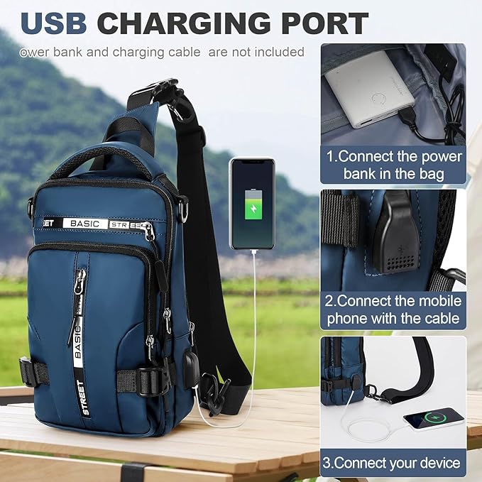 Mini Sling Bag for Men Women - Lightweight Crossbody Backpack, Multipurpose Shoulder Bag, Small Compact Chest Daypack for Travel Hiking Gym Sport Blue