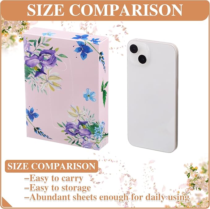 24 Packs Small Boxes of Tissues Flower Car Facial Tissue Boxes Disposable Tissue Packs Cube Facial Tissues 2 Ply 960 Sheets for Holiday Party Bathroom Office Floral Home Decor(Flower)