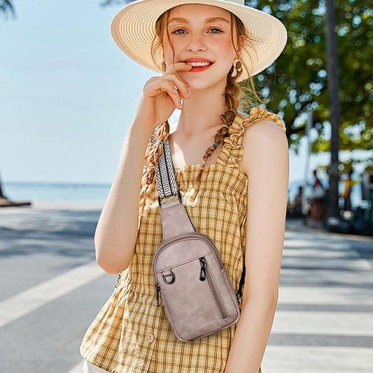 Womens Sling Bag Crossbody Bags for Women Vegan Leather Sling Backpack Daypack Fanny Pack Crossbody Purse Travel