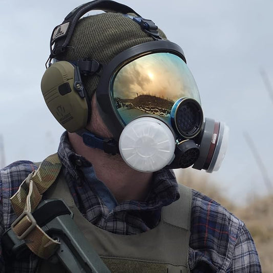 Parcil Distribution Gas Mask Survival Nuclear and Chemical Full Face Respirator - Organic Vapor & Particulate - CE Tested