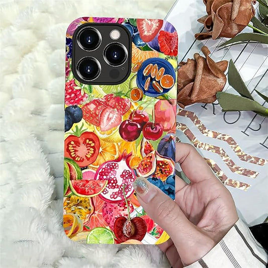 Case for iPhone 14 Pro,Summer Fruit Collage for Woman Men Full Body Protective Cover Shockproof 2 in 1 Silicone + Hard PC Case for iPhone 14 Pro