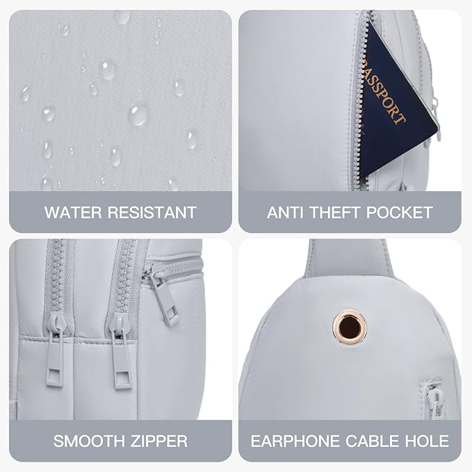 Quilted Puffer Crossbody Bags for Women Small Puffy Sling Bag Lightweight Cross Body Bubble Purse Shoulder Bag for Travel (Gray)