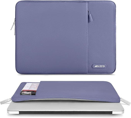 MOSISO Laptop Case 13.3 inch, 13-13.3 inch Laptop Sleeve Compatible with MacBook Air/Pro 13 / Pro 14, HP Dell ASUS Lenovo Notebook, Polyester Vertical Computer Sleeve Bag with Pocket, Lavender Gray