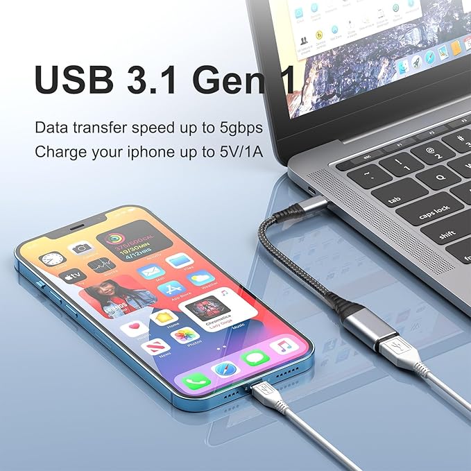ROTOPATA USB C to USB Adapter, 2 Pack Type C Male to USB 3.1 Female OTG Cable Converter, 5 Gbps High Speed, USB Adapter Compatible with MacBook Air Pro, Samsung Galaxy, Grey