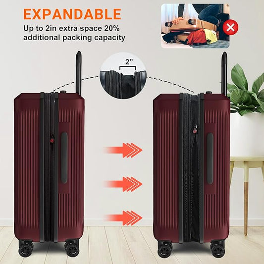 Verdi Hardside 24 Inch Luggage with Spinner Wheels Lightweight Expandable Suitcase