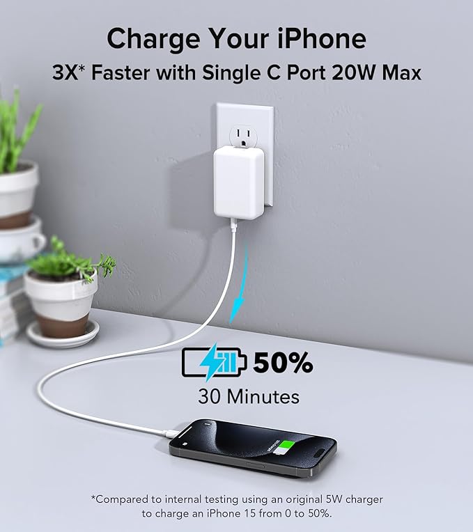 2Pack Flat USB C Wall Charger,40W 4Ports Foldable & Slim Fast Charging Block,Type C Cube Box Multiport Power Adapter Plug Brick Compatible with iPhone 16/15/14,Samsung,Pixel, AirPods4,Watch10