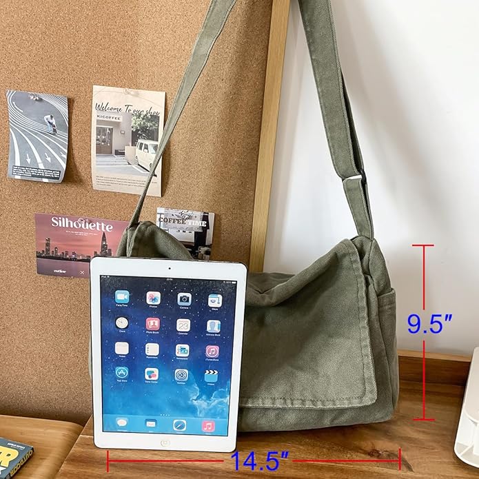 Collsants Messenger Bag for Women Men Satchel Bag Canvas Crossbody Shoulder Bag Casual Sling Bag