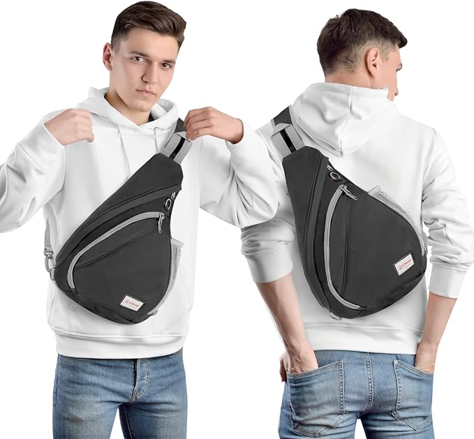 ZOMAKE Sling Bag,Small Crossbody Sling Backpack,Water Resistant Shoulder Daypack for Travel,Anti Thief Chest Bag for Hiking(Black)