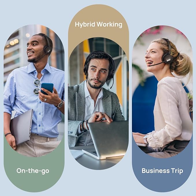 Yealink WH64 Hybrid with DECT Dongle, 492ft Range, 32 Talk Time Bluetooth Headset for Teams, Zoom Skype UC, 3X Mic Noise Cancelling, Headset PC Phone