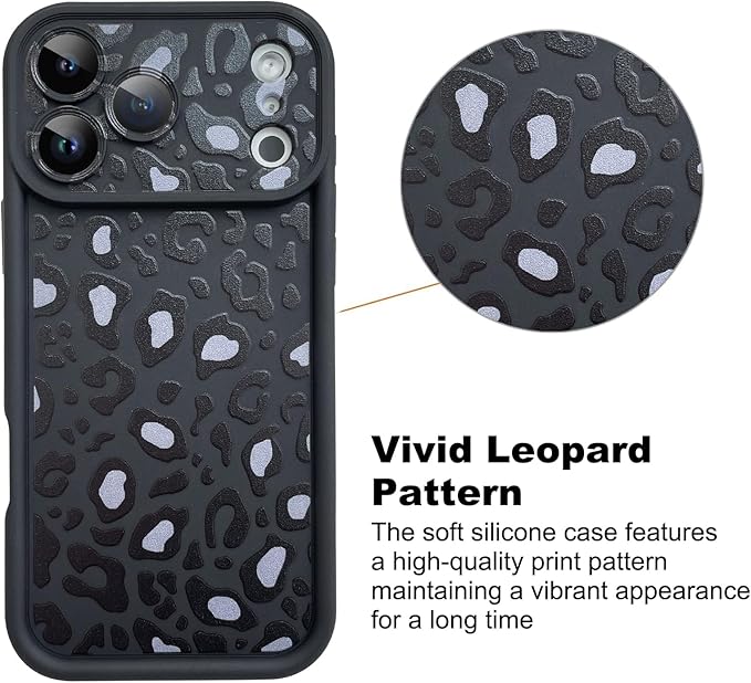 KANGHAR Case Compatible with iPhone 17 Pro Leopard Printed Pattern Cute Cheetah Phone Case Soft TPU Shockproof Protective Cover Designed for iPhone 17 Pro 6.3 Inch Black