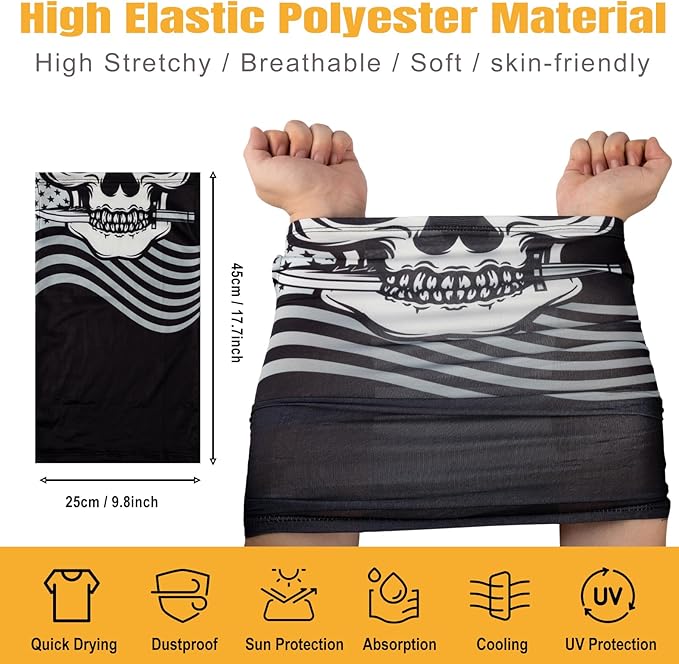 HONGTEYA 6 Pack Neck Gaiter Face Mask: Breathable Windproof Face Cover Balaclava High Elastic Earloop Bandana for Men Women