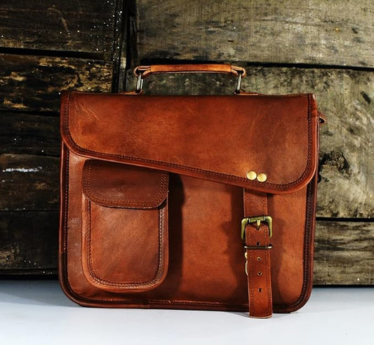 Men's Genuine Leather Small Briefcase Messenger Satchel Ipad Tab Tablet Bag 11 compatible with Apple product