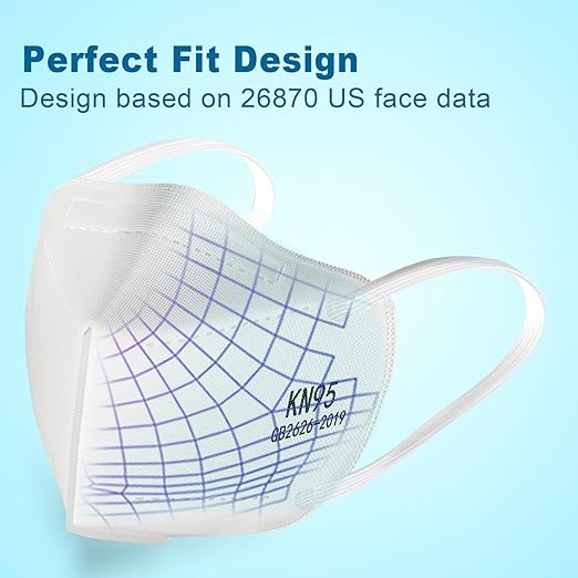 KN95 Face Masks 50 Pack 5-Ply Breathable & High Elastic Ear Loops, Alike N95 Masks for Adults 95% Filtration Efficient Foldable Mask Adjustable Nose Clip for Outdoor Activities
