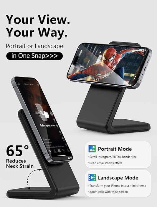 Mag.Safe Charger - iPhone Charger Stand, Fast Magnetic Wireless Charger for iPhone 17/16/15/14/13/12 Series - Black