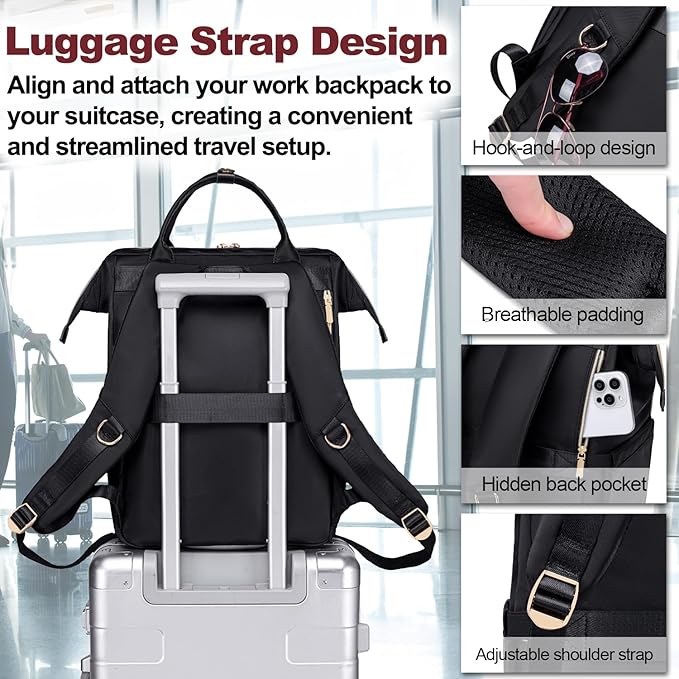 Lunch Backpack for Women, 15.6 inch Laptop Backpacks for Womens, Work Backpacks with Lunchbox,Insulated Back pack Cooler,Teacher Nurse Travel Backpack for Women