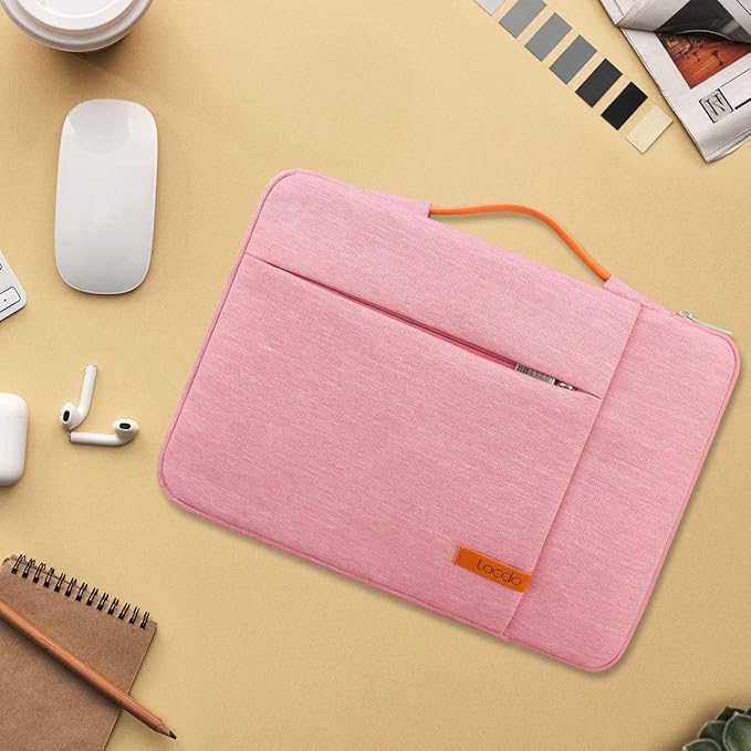 Lacdo 360° Protective Laptop Sleeve Case for 16 inch New MacBook Pro M4/M3/M2/M1 Pro/Max A3403 A3186 A2991 A2780 A2485 A2141 2024-2019, 15 inch Surface Laptop 7th Copilot+PC/6/5/4/3 Computer Bag,Peach