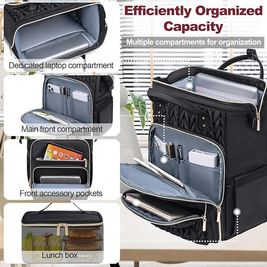 Lunch Backpack for Women, 15.6 inch Laptop Backpacks for Womens, Work Backpacks with Lunchbox,Insulated Back pack Cooler,Teacher Nurse Travel Backpack for Women