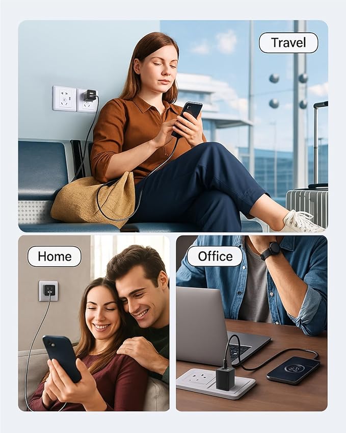 4-Pack Dual Port USB Wall Charger 12W 2.4A Fast Charger Block for iPhone 17/16/15/14/13/12/11/X/8, iPad, AirPods, Android, Samsung, Google Pixel, Moto, LG - Compact Cube Adapter (Black)