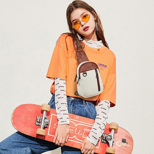 Womens Sling Bag Crossbody Bags for Women Vegan Leather Sling Backpack Daypack Fanny Pack Crossbody Purse Travel