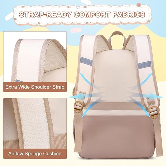 MOMUVO School Backpack Set for Girls,3pcs Bookbag with Lunch Box Pencil Case Kids School Bag Set