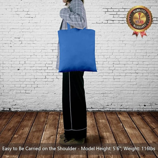 TOPDesign 6-Pack Economical 16"x15" Ocean Blue Cotton Tote Bags, Lightweight Medium Reusable Grocery Shopping Cloth Bags, Suitable for DIY, Advertising, Promotion, Gift, Activity