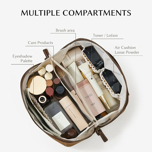 EACHY Travel Makeup Bag,Large Capacity Cosmetic Bags for Women,Waterproof Portable Pouch Open Flat Toiletry Bag Pattern Makeup Bag