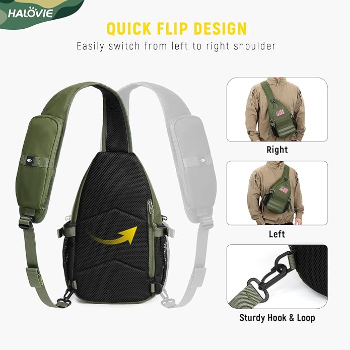 HALOVIE Crossbody Sling Bag Anti Theft Crossbody Backpack RFID Sling Backpack Lightweight Travel Hiking Chest Bag