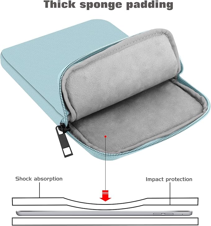Moko 9-11 Inch Tablet Sleeve Bag Carrying Case Fits iPad air 5 10.9" 2022, iPad Pro 11 M2 2022-2018, iPad 10th 10.9,iPad 9/8/7th Gen 10.2,iPad Air 4 10.9/Air 3 10.5,Tab S8/S9 11", Misty Blue