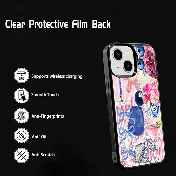 Shockproof Protective Cover with Trendy Preppy Aesthetic Collage Flower Design, Compatible with iPhone 13 Mini