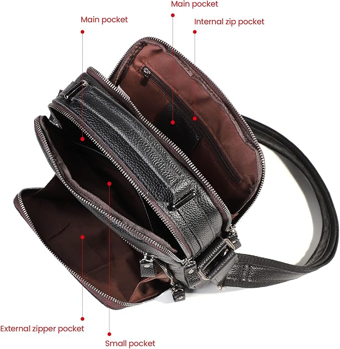 Genuine Leather Small Messenger Bag for Men Vintage Shoulder Crossbody Bags for Work Business Travel