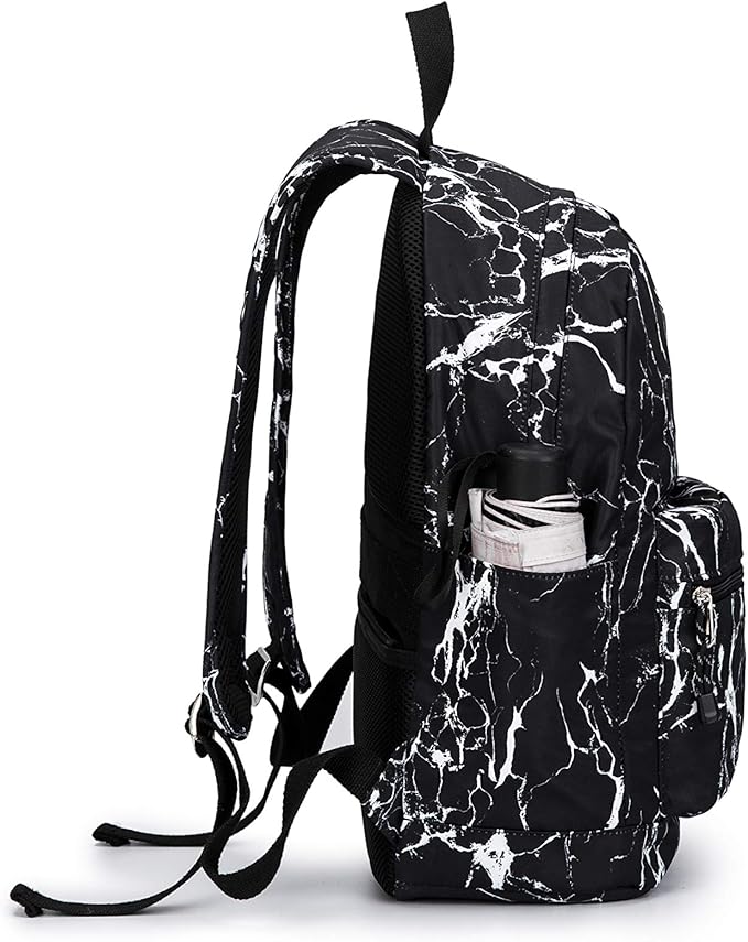 Kinmac Water Resistant Laptop Travel Outdoor Backpack with USB Charging Port for 13 inch 14 inch and 15.6 inch Laptop (Black Marble)