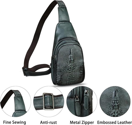 Genuine Leather Silng Bag for Women and Men Real Leather Sling Backpack Chest Purse Shoulder Crossbody Bag