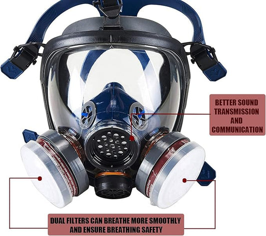 SYINE Organic Vapors Full Respirator Mask Gas Mask Spray Paint Chemical Formaldehyde Dustproof Respiratory Protection,Respirator with 1 Pair Filter Cartridges