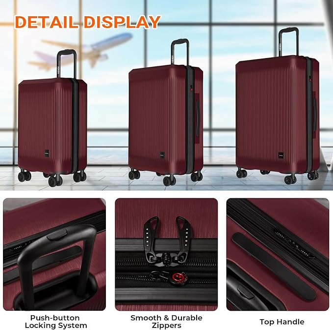 Verdi Hardside 24 Inch Luggage with Spinner Wheels Lightweight Expandable Suitcase