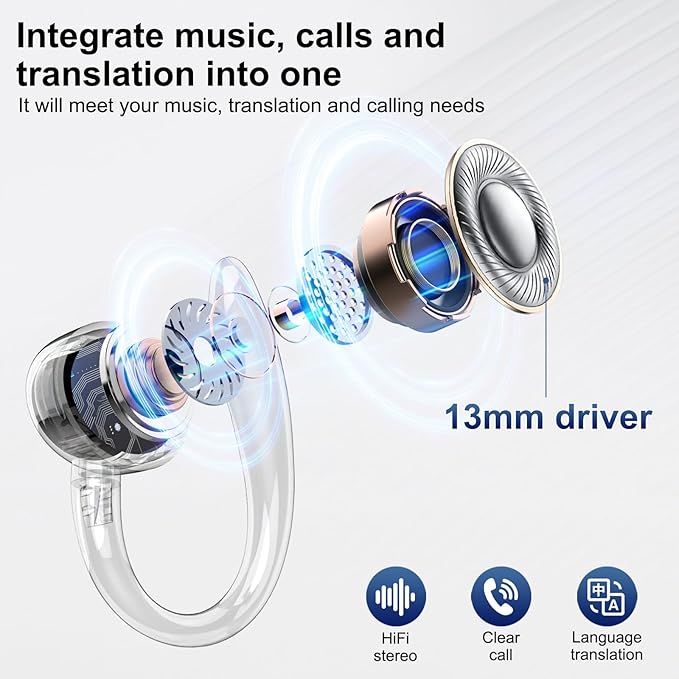 Ai Translation Earbuds Real Time, 164 AI Language Translator Earbuds,3-in-1 Translator Earbud Bluetooth 5.4 with 5 Translation Modes,48H Translatior Headphones for Travel, Business, Learning, Black