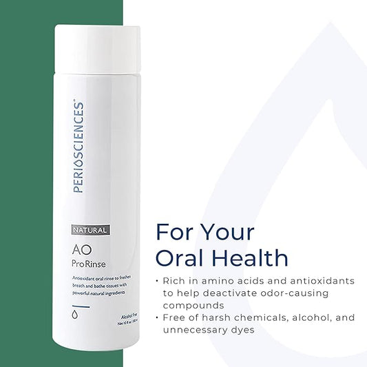 PerioSciences AO ProRinse Natural Mouthwash with Antioxidants and Amino Acids – Orthodontic Mouthwash – Fluoride-Free, 10 Fl Oz / 300ml