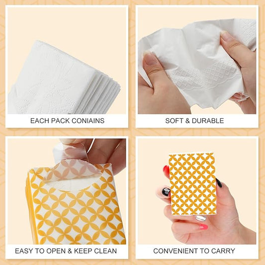 Crtiin 150 Pcs Travel Tissue Bulk Geometry Designed Pocket Tissues Small Size Individual Travel 3 Ply Paper Facial Tissues for Guests Celebration Graduation
