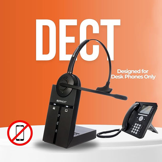 Spracht Wireless Headset Single Ear | Desktop Phones only | DECT Headset | Background Noise Canceling Mic (Single-Ear) (Mono) HS-2018 Zum Maestro