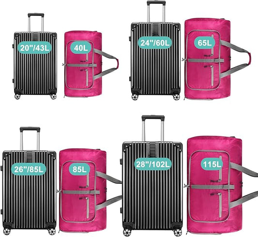 Dimayar Travel Duffle Bag for Men Women - Foldable Duffel Bag with Shoes Compartment - Overnight Bags Waterproof & Tear Resistant(40L,Fuchsine)