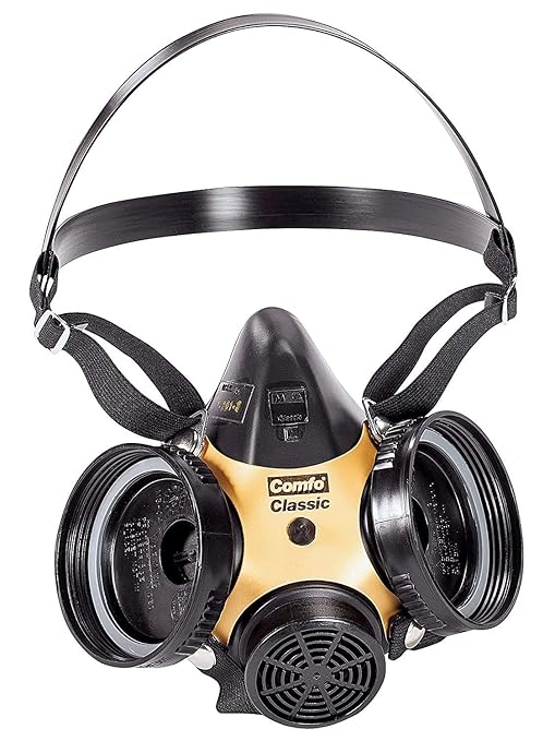 MSA 808076 Comfo Classic Series Half-Mask Respirator - Size: Large, Harness Style: SoftFeel Hycar, Twin-Port, Reusable Gas Mask, MSA Comfo Cartridge Compatible