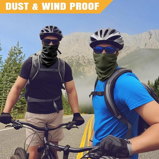 HONGTEYA 6 Pack Neck Gaiter Face Mask: Breathable Windproof Face Cover Balaclava High Elastic Earloop Bandana for Men Women