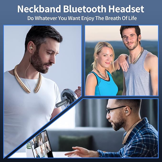 Retractable Neckband Bluetooth Headphones, Wireless Neck Headset with Bluetooth 5.1, 20H Playtime, Dual Device Pairing, Ultra-Light Retractable Earbuds for iPhone/Android with mic (Rose)